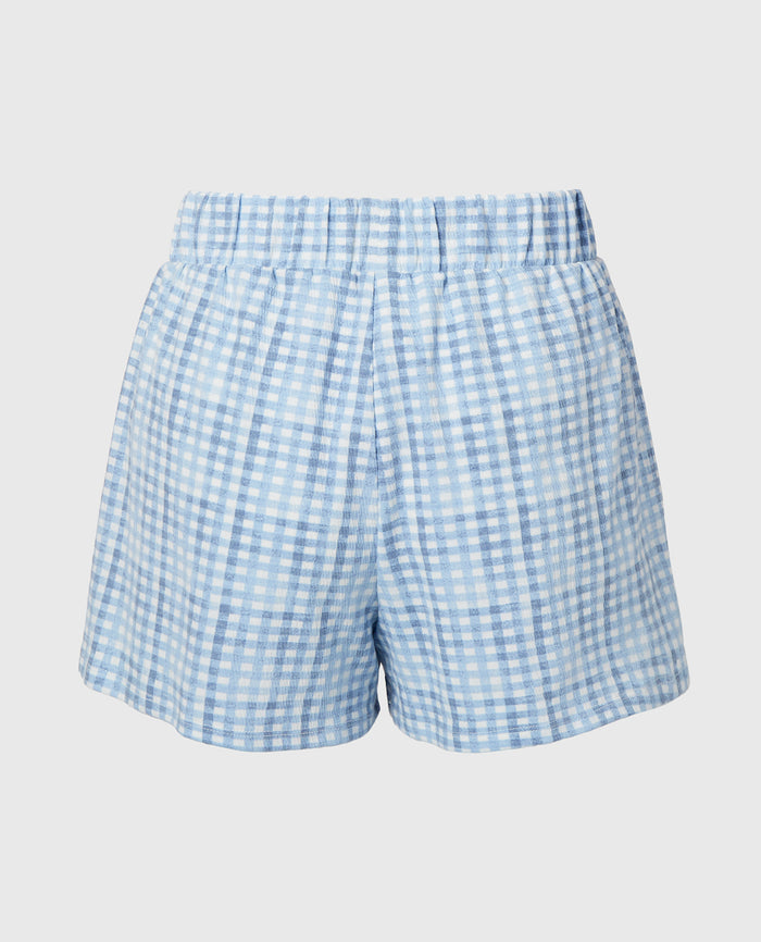 Casual Sleep Textured Knit Boxer Short in Breezy Gingham