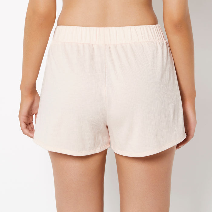 Casual Sleep Textured Knit Boxer Short in Pearl Blush