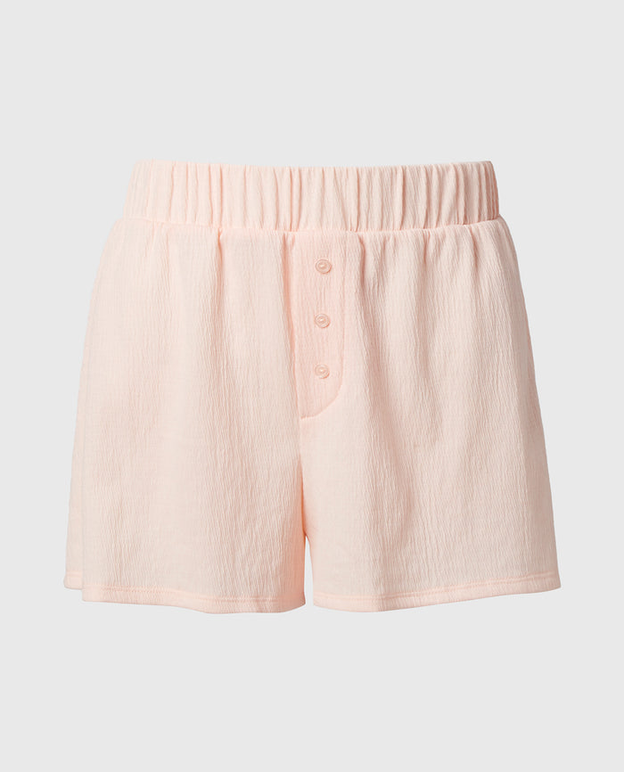 Casual Sleep Textured Knit Boxer Short in Pearl Blush