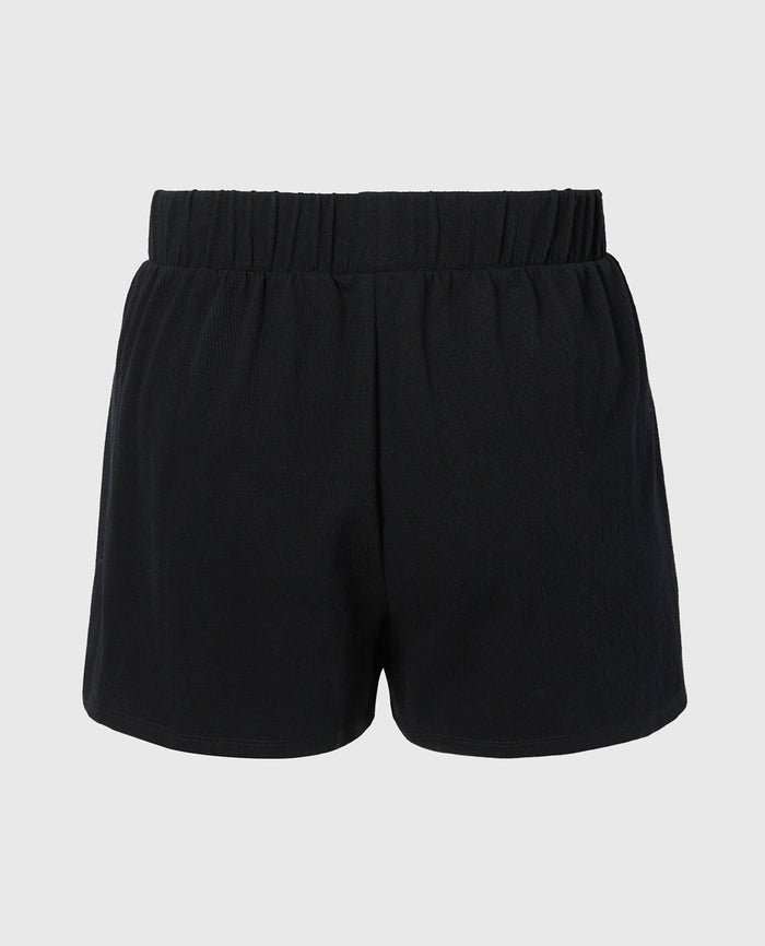 Casual Sleep Textured Knit Boxer Short in Tuxedo Black