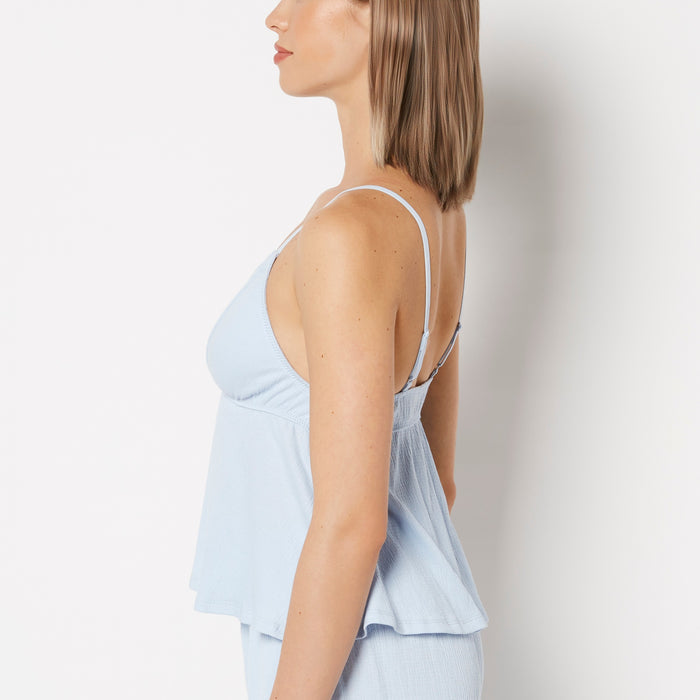 Casual Sleep Textured Knit Tank in Skyway
