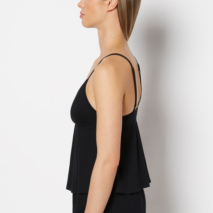 Casual Sleep Textured Knit Tank in Tuxedo Black