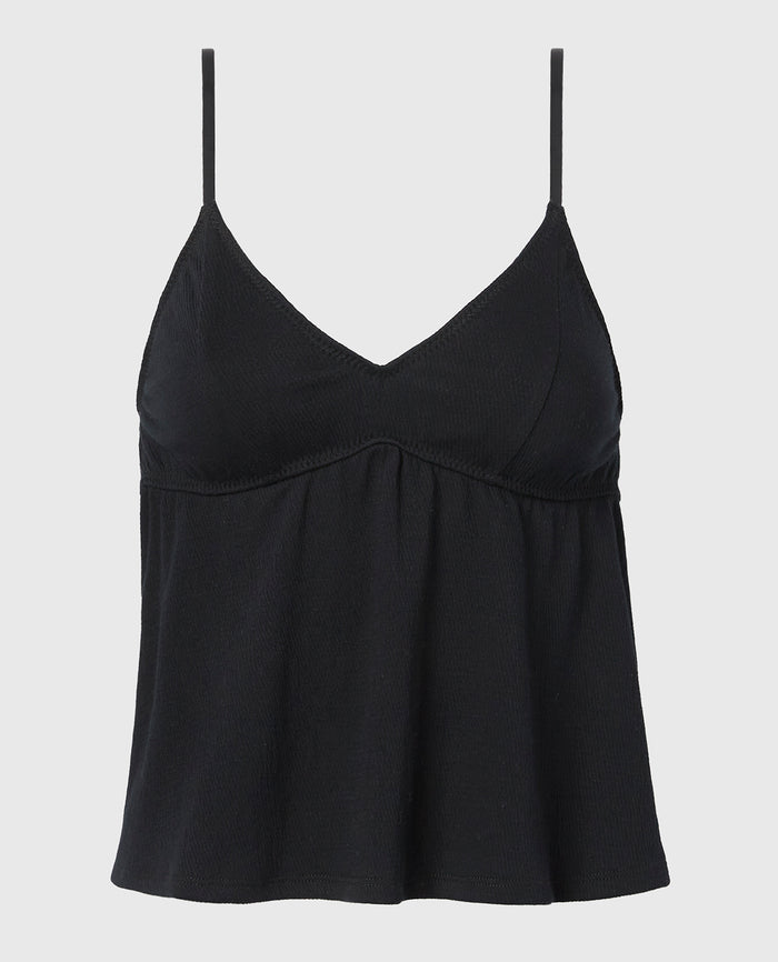 Casual Sleep Textured Knit Tank in Tuxedo Black