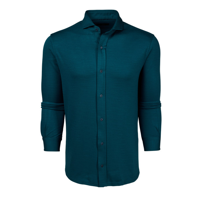 Aegean Catskill Knit Shirt - Front View, Tailored Fit Cutaway Collar Performance Dress Shirt | Greyson Clothiers