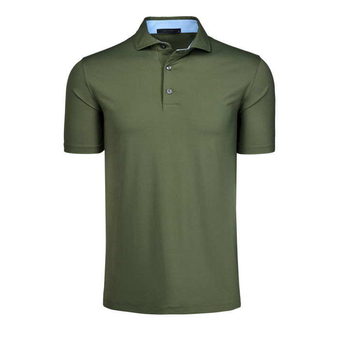 Highland Olive Greyson Cayuse Short Sleeve Polo - Front View | Greyson Clothiers