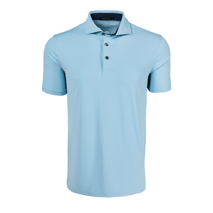 Arctic Light Blue Greyson Cayuse Short Sleeve Performance Golf Polo - Front View | Greyson Clothiers