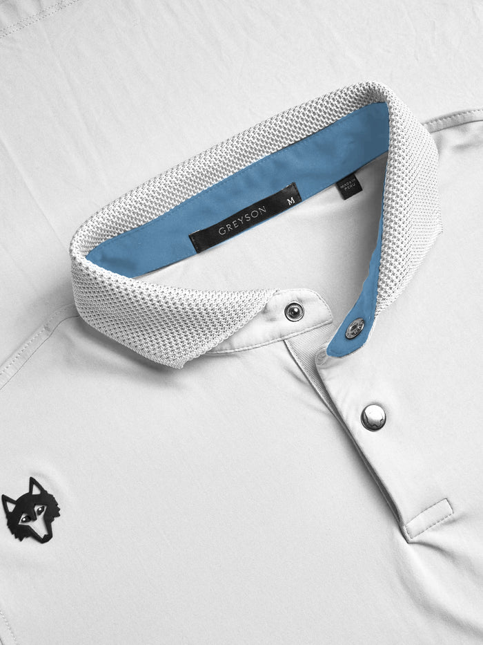 Arctic Cayuse Sport Polo - Collar Detail with Blue Undercollar & Silver Snap Placket | Greyson Clothiers