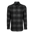 Smoke Heather Chamonix Fleece Knit Shirt - Plaid Front View, Spread Collar | Greyson Clothiers