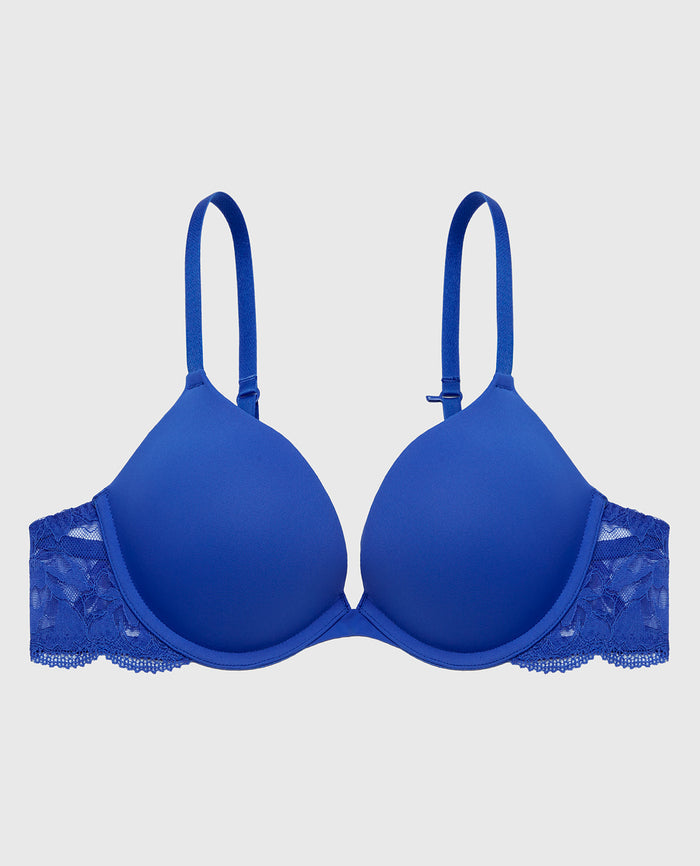 Charmed Micro Cup Bra with Lace Wing in Dazzling Blue