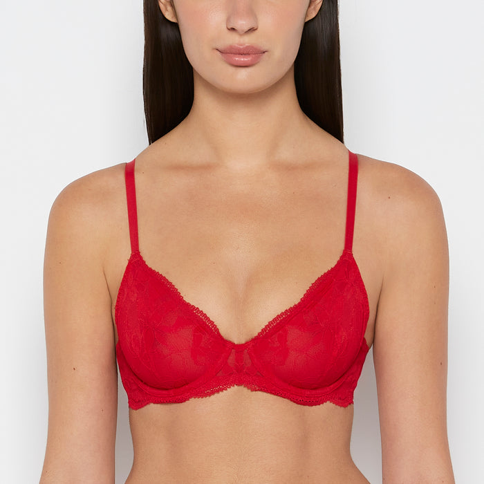 Charmed unlined demi bra in Crimson