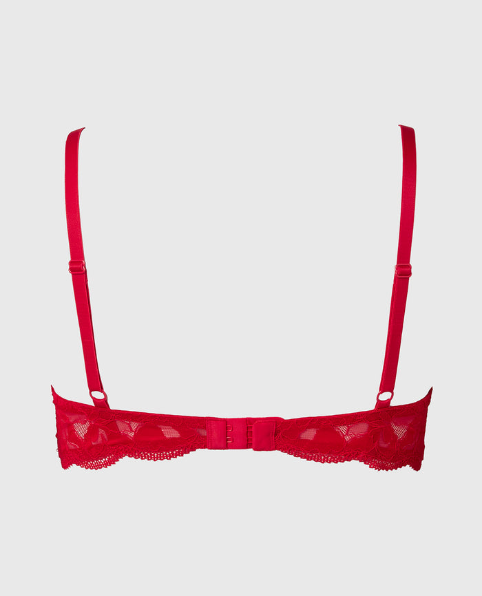 Charmed unlined demi bra in Crimson