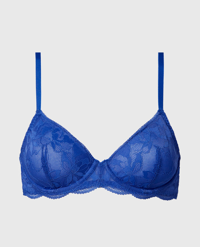 Charmed unlined demi bra in Dazzling Blue