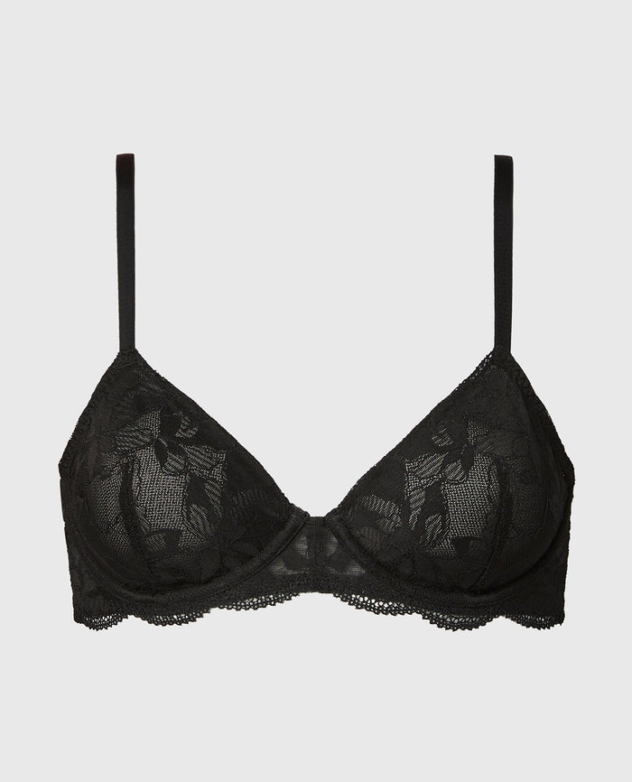Charmed unlined demi bra in Tuxedo Black
