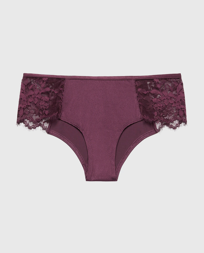 Cheeky Panty With Bewitched Lace Trim in Blackberry Wine