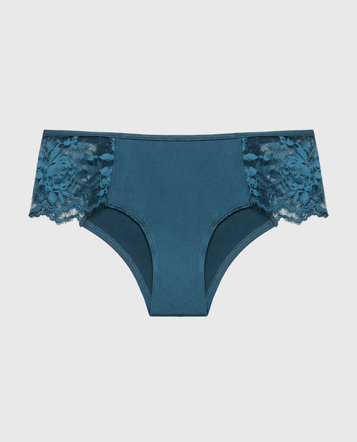 Cheeky Panty With Bewitched Lace Trim in Legion Blue