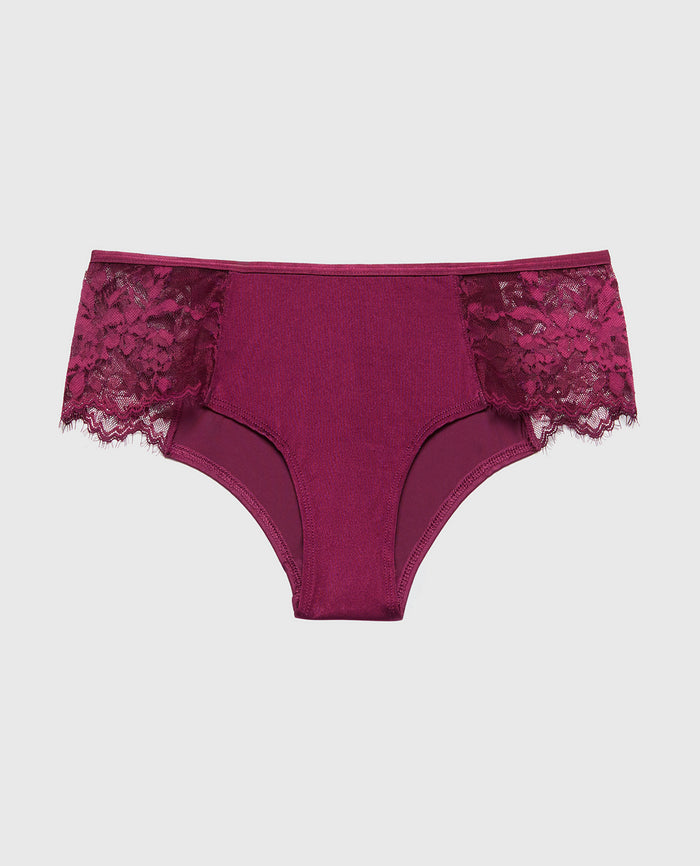 Cheeky Panty With Bewitched Lace Trim in Magenta Purple