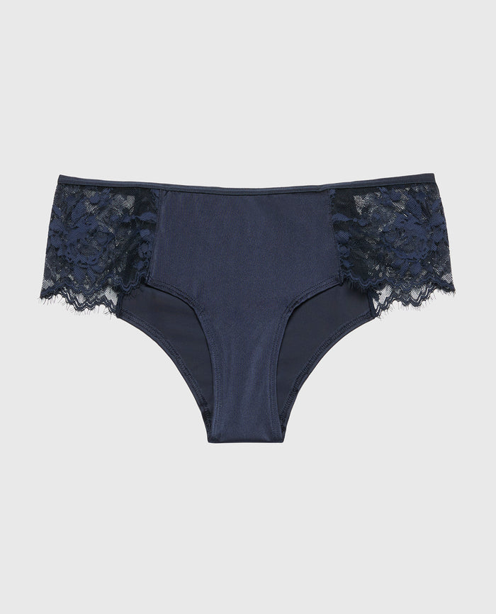 Cheeky Panty With Bewitched Lace Trim in Navy Blazer