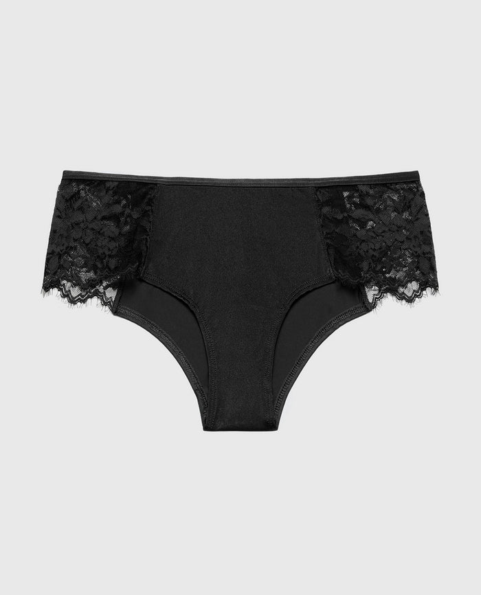 Cheeky Panty With Bewitched Lace Trim in Tuxedo Black
