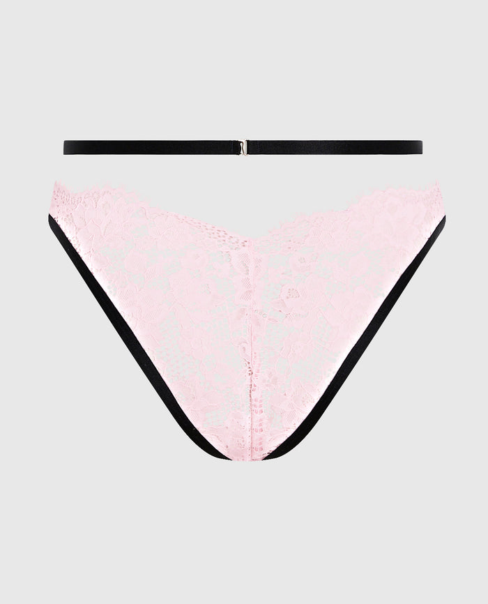 Cheeky Panty with Garter in Pink-A-Boo