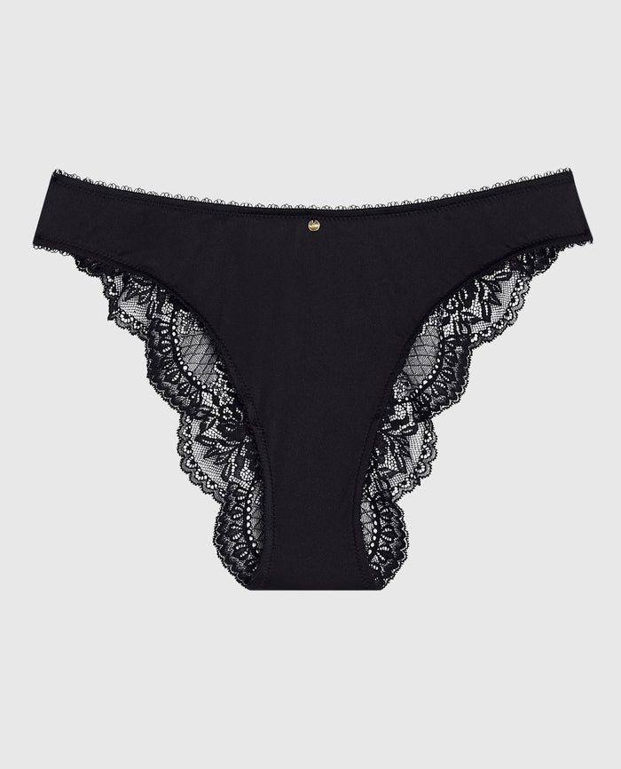 Cheeky Panty with Lace Back in Smoulder Black