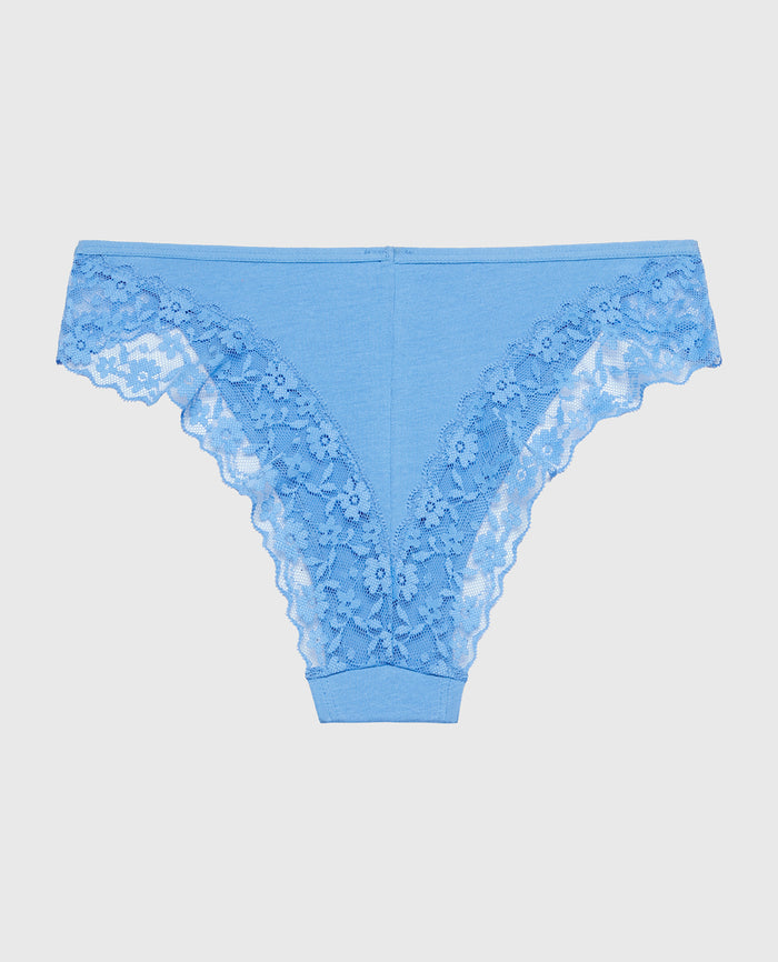 Cheeky Panty With Lace Trim in Azure Blue