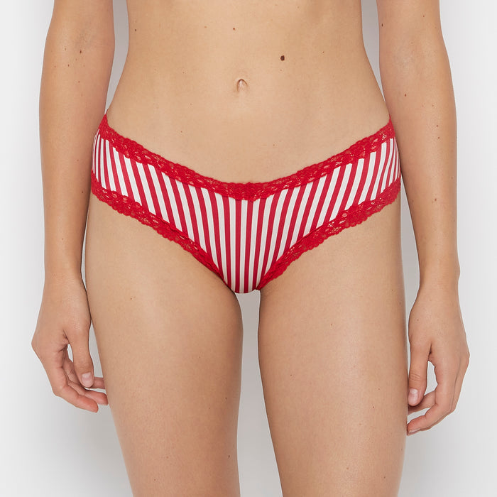 Cheeky Panty With Lace Trim in Candy Cane Stripe