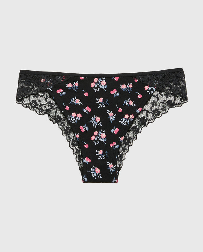 Cheeky Panty With Lace Trim in Cherry Bouquet