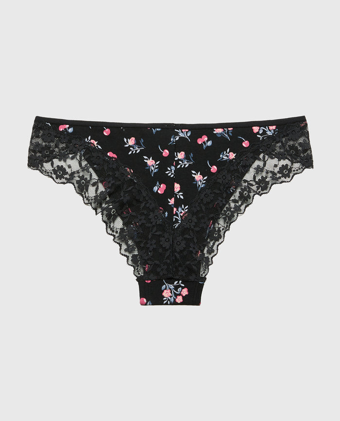 Cheeky Panty With Lace Trim in Cherry Bouquet