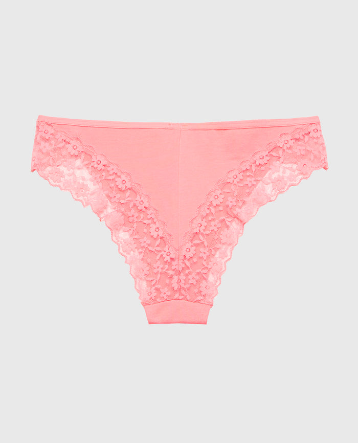 Cheeky Panty With Lace Trim in Conch Shell
