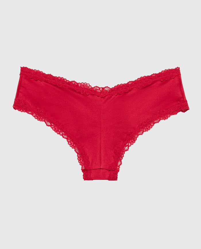 Cheeky Panty With Lace Trim in Crimson