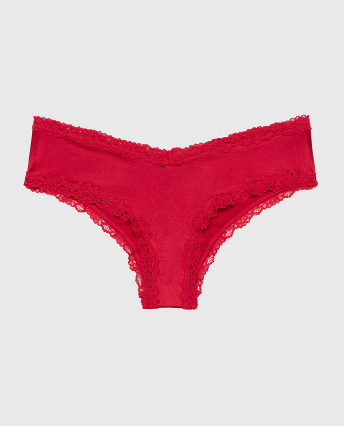 Cheeky Panty With Lace Trim in Crimson
