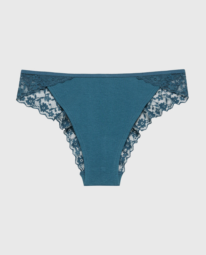 Cheeky Panty With Lace Trim in Legion Blue