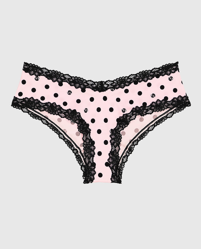 Cheeky Panty with Lace Trim in LS Dot