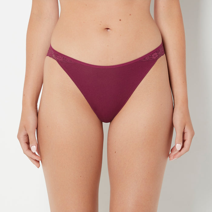 Cheeky Panty With Lace Trim in Magenta Purple