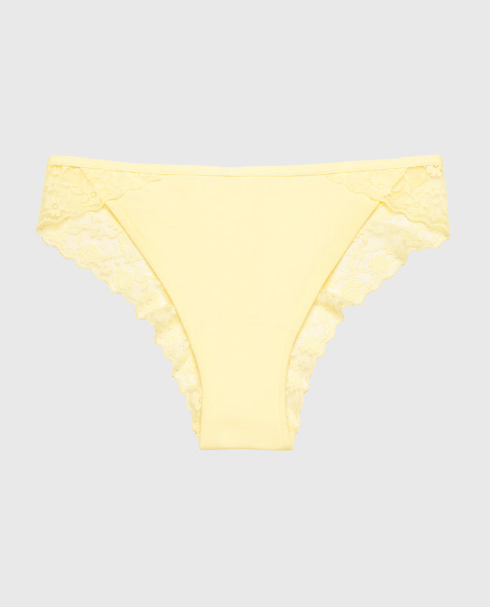Cheeky Panty With Lace Trim in Pale Banana