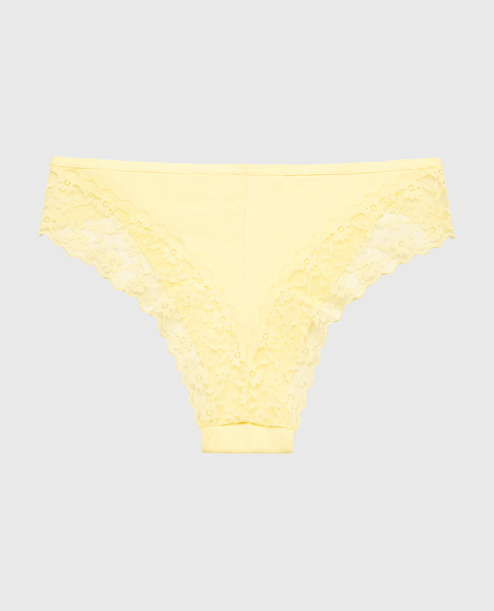 Cheeky Panty With Lace Trim in Pale Banana