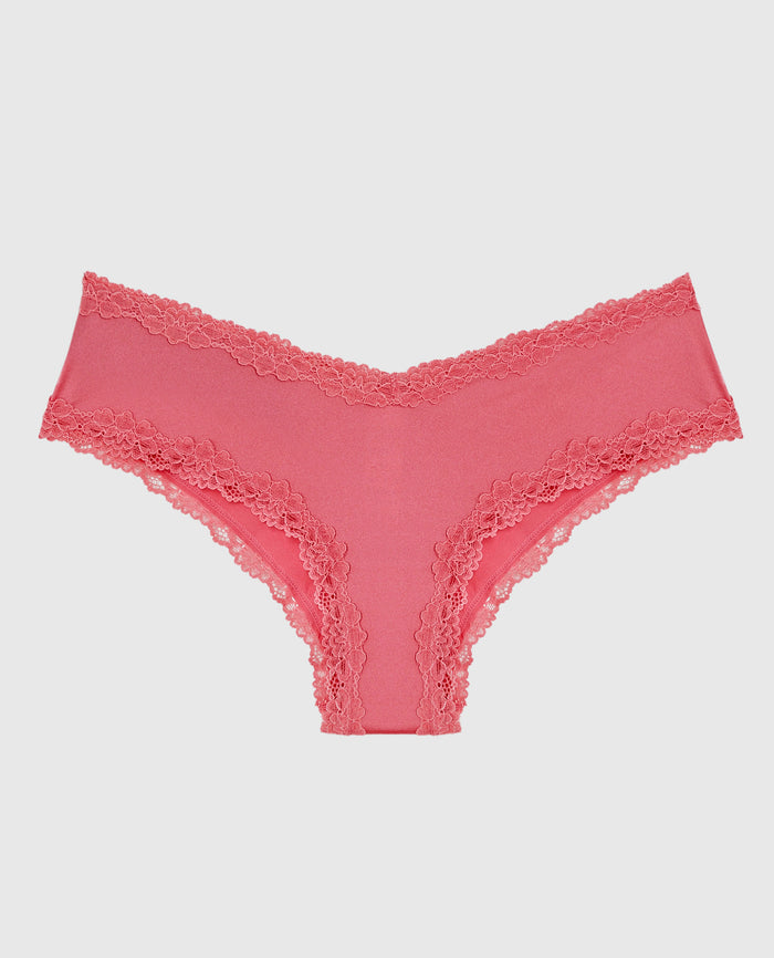 Cheeky Panty with Lace Trim in Romantic Pink