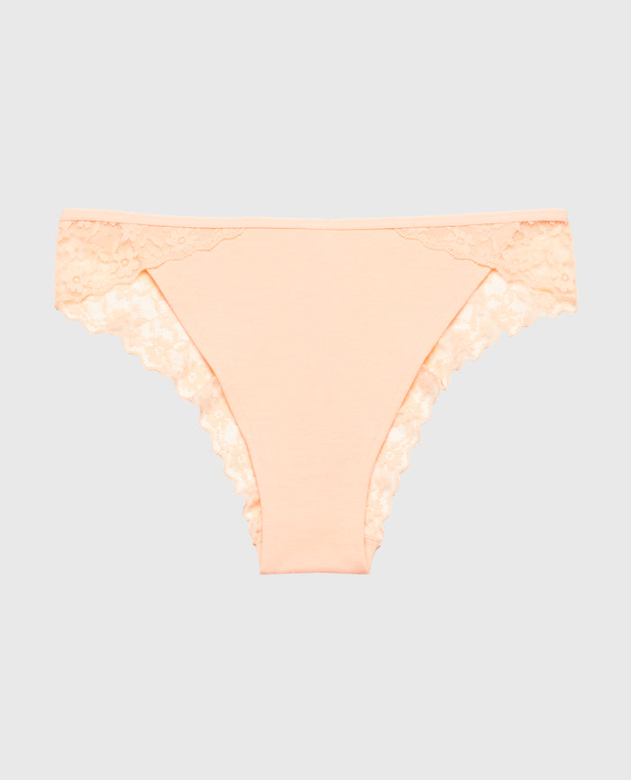 Cheeky Panty With Lace Trim in Tropical Peach