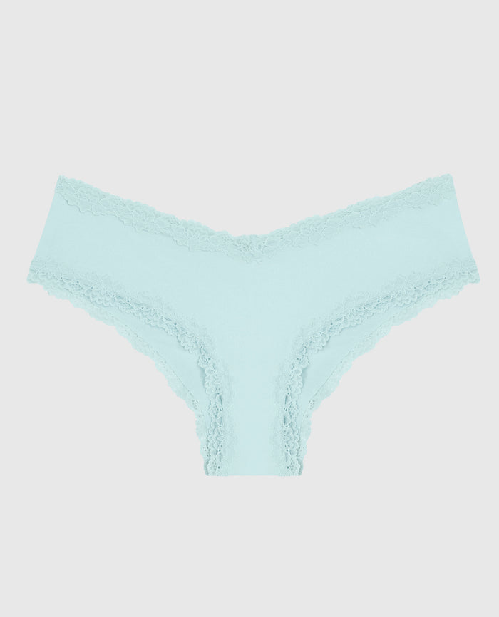 Cheeky Panty with Lace Trim in Vista Blue