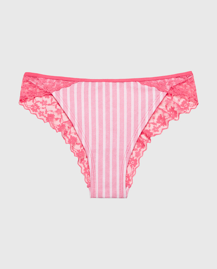 Cheeky Panty With Lace Trim in Wallpaper Stripe