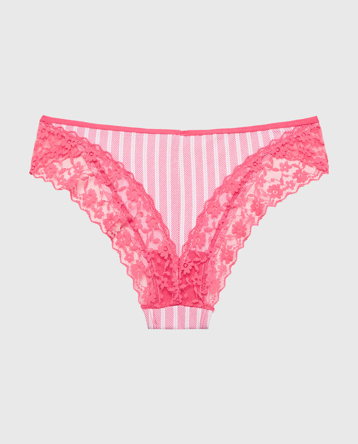 Cheeky Panty With Lace Trim in Wallpaper Stripe