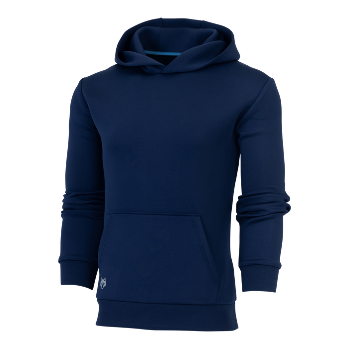 Greyson Clothiers Chene Hoodie in Maltese Blue - Three-Quarter Angle View | Men's Performance Hoodie