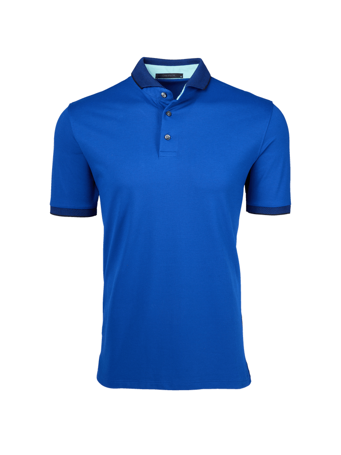Greyson Clothiers Cherokee Short Sleeve Polo in Bonneville Royal Blue - Front View | Men's Golf Polo