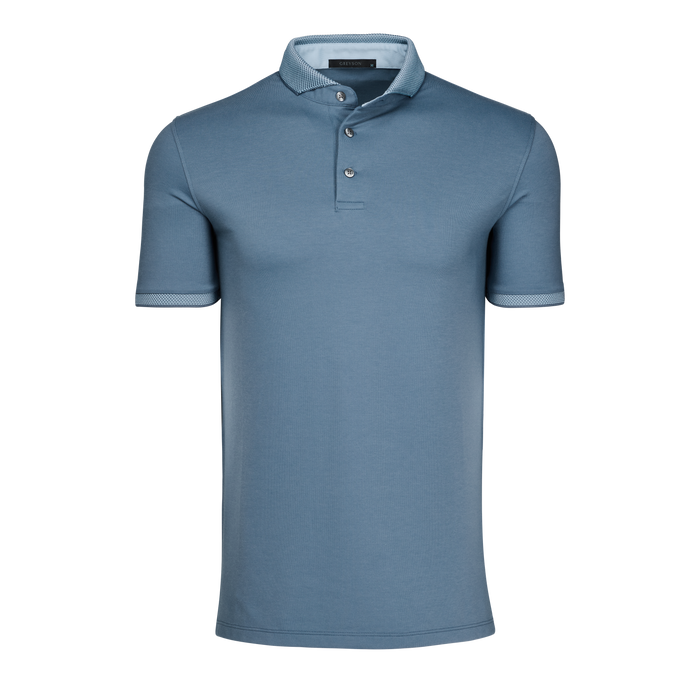 Steel Blue Cotton Moisture-Wicking Golf Polo - Front View | Greyson Clothiers