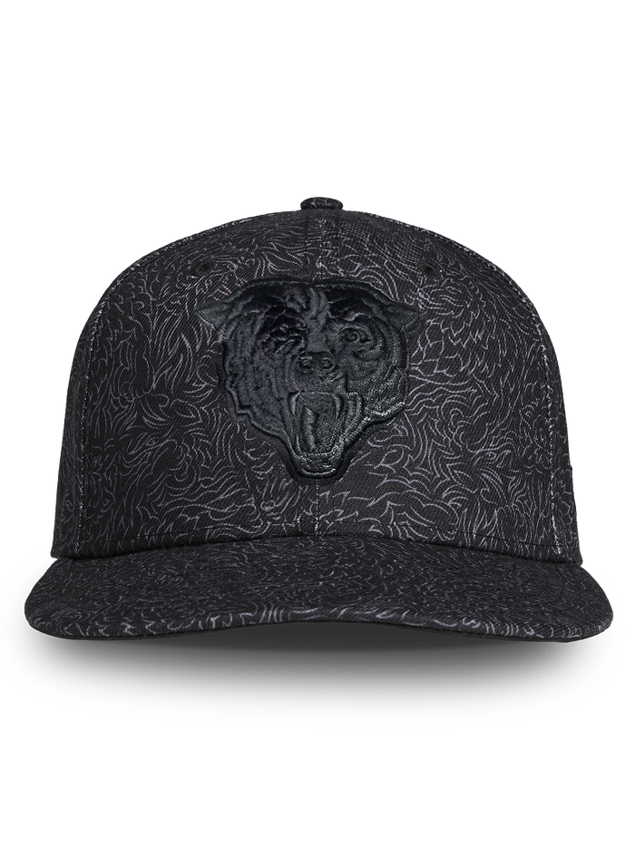 Chicago Bears Den of Thieves 9Fifty Snapback - Black Allover Pattern Front View | Greyson Clothiers