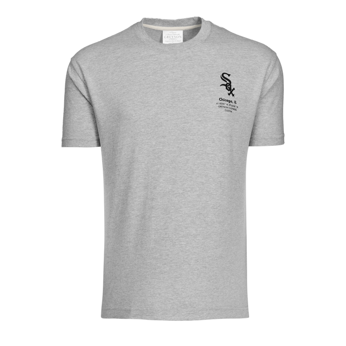 Light Grey Heather Cotton Chicago White Sox Crewneck Tee - Front View | Greyson Clothiers