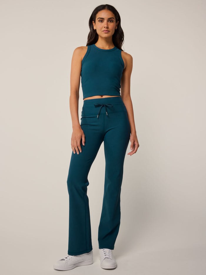 Aegean Cleo Flare Legging - Full Length Front View, High-Rise Flare Fit | Greyson Clothiers