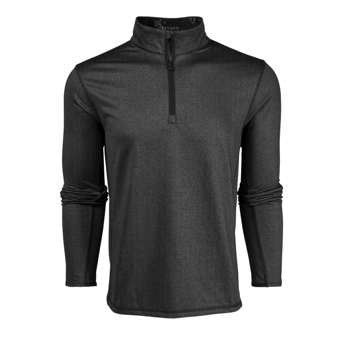 Black Herringbone Colorado Quarter-Zip - Front View | Greyson Clothiers