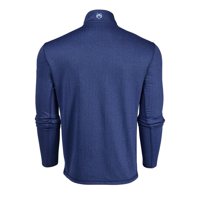 Navy Herringbone Colorado Quarter-Zip - Back View with Wolf Logo | Greyson Clothiers