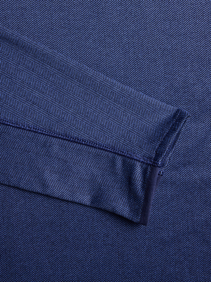 Navy Herringbone Colorado Quarter-Zip - Elongated Sleeve Cuff Construction Detail | Greyson Clothiers